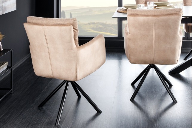 Fauteuil pivotant BIG GEORGE velours champagne beige