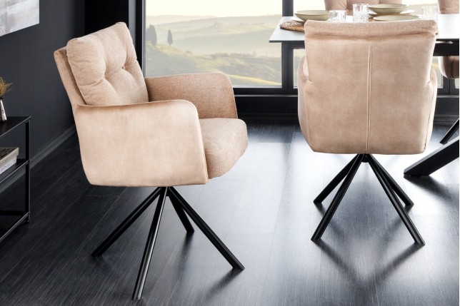 Fauteuil pivotant BIG GEORGE velours champagne beige