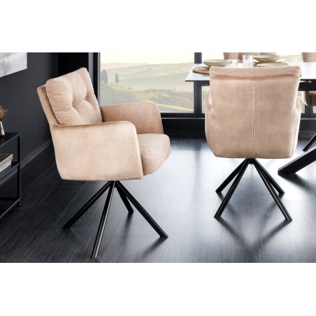 Fauteuil pivotant BIG GEORGE velours champagne beige