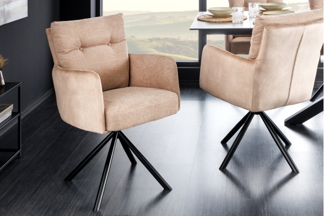 Fauteuil pivotant BIG GEORGE velours champagne beige