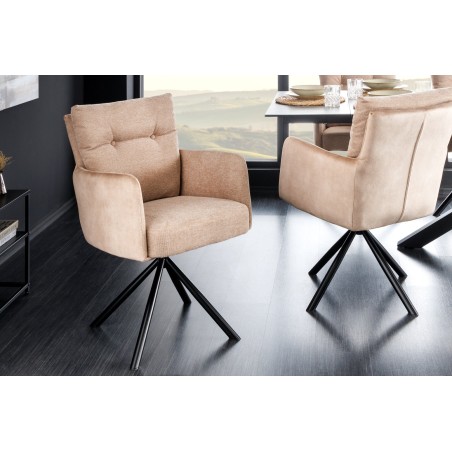 Fauteuil pivotant BIG GEORGE velours champagne beige