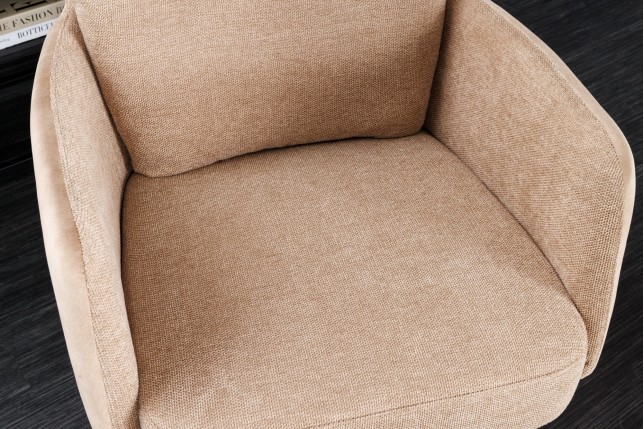 Fauteuil pivotant BIG GEORGE velours champagne beige