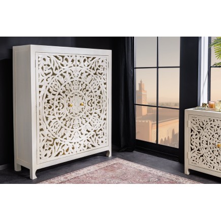 Highboard MARRAKECH 140cm bois manguier blanc
