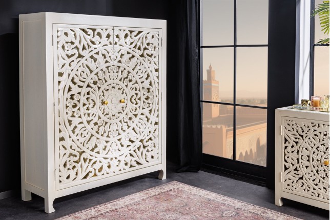 Highboard MARRAKECH 140cm bois manguier blanc