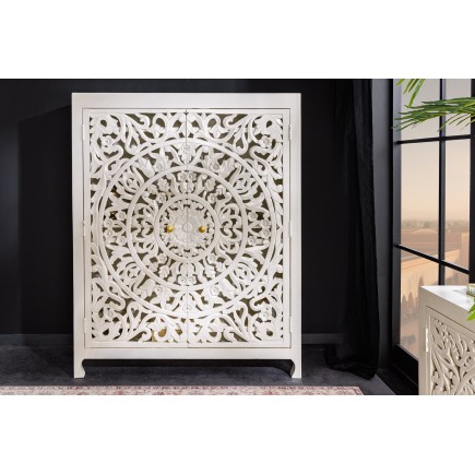 Highboard MARRAKECH 140cm bois manguier blanc 2