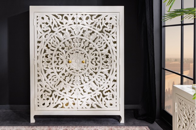Highboard MARRAKECH 140cm bois manguier blanc