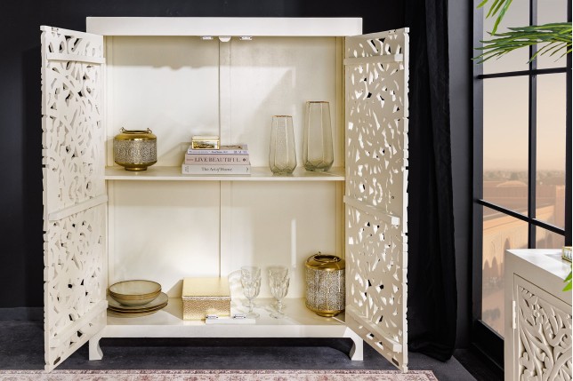 Highboard MARRAKECH 140cm bois manguier blanc