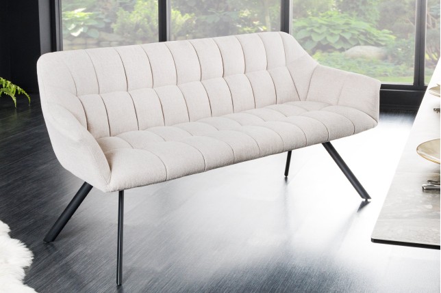 Banc PAPILLON 165cm tissu texturé beige champagne