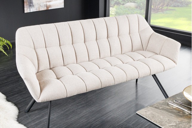 Banc PAPILLON 165cm tissu texturé beige champagne