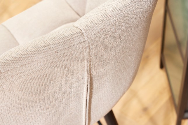 Chaise de bar PAPILLON tissu tressé champagne beige 106cm