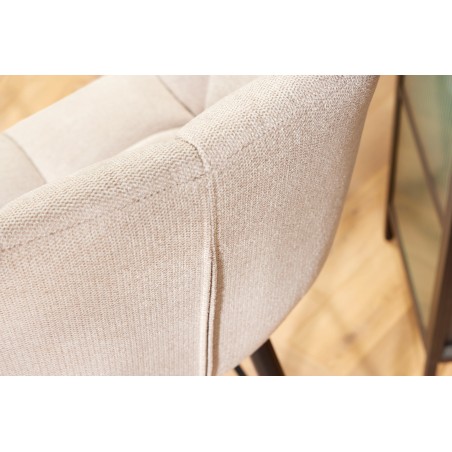 Chaise de bar PAPILLON tissu tressé champagne beige 106cm