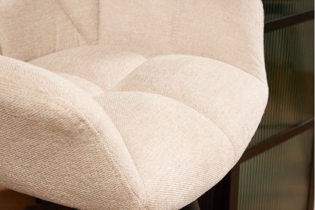 Chaise de bar PAPILLON tissu tressé champagne beige 106cm