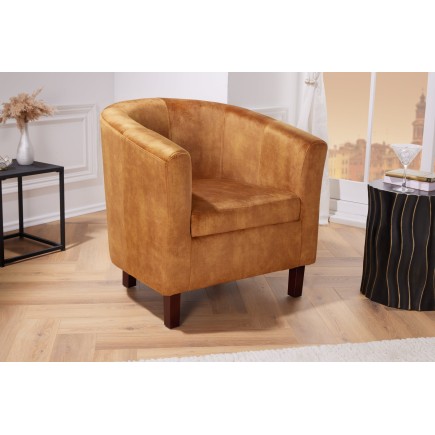 Fauteuil HEMINGWAY Velours Moutarde - Design Chic