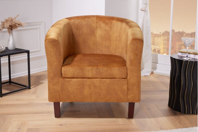 Fauteuil HEMINGWAY Velours Moutarde - Design Chic
