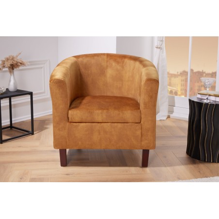 Fauteuil HEMINGWAY Velours Moutarde - Design Chic