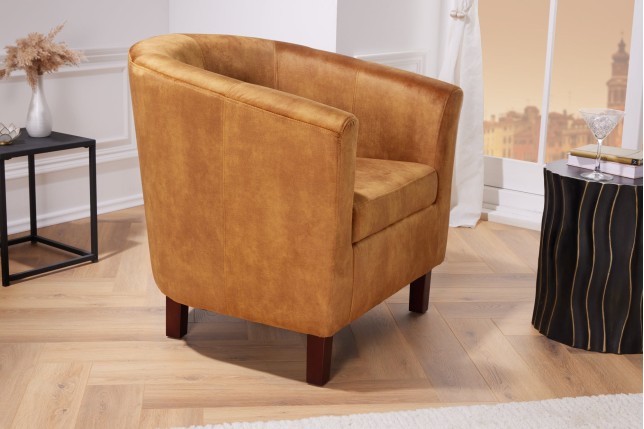 Fauteuil HEMINGWAY Velours Moutarde - Design Chic