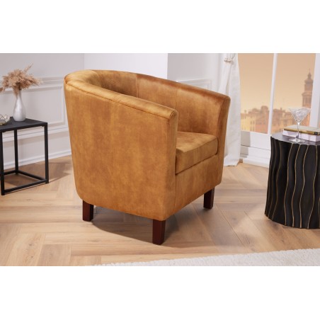Fauteuil HEMINGWAY Velours Moutarde - Design Chic