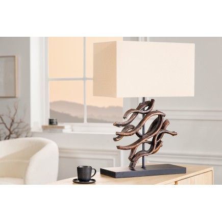 Lampe de table THE WAVE 60cm - Abat-jour beige, pied bois 2