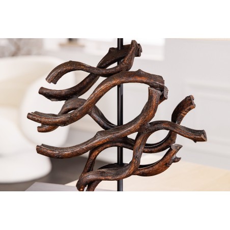 Lampe de table THE WAVE 60cm - Abat-jour beige, pied bois