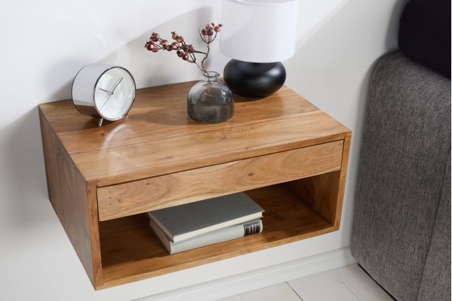 Table de chevet AMAZONAS 50cm acacia massif finition miel