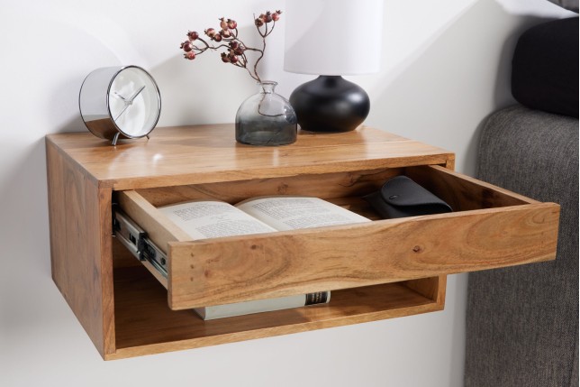 Table de chevet AMAZONAS 50cm acacia massif finition miel