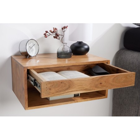 Table de chevet AMAZONAS 50cm acacia massif finition miel