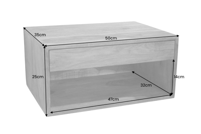 Table de chevet AMAZONAS 50cm acacia massif finition miel