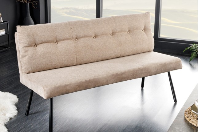 Banc BIG GEORGE 160cm velours beige champagne