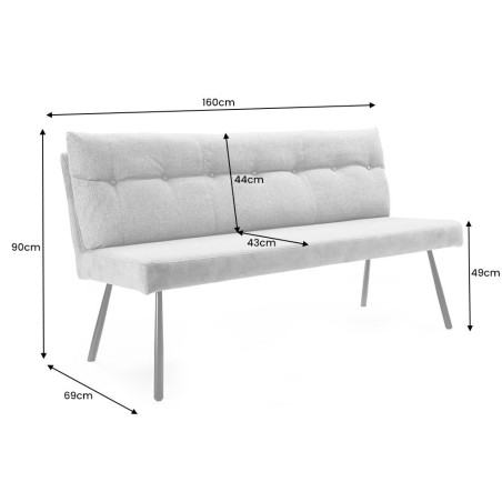 Banc BIG GEORGE 160cm velours beige champagne