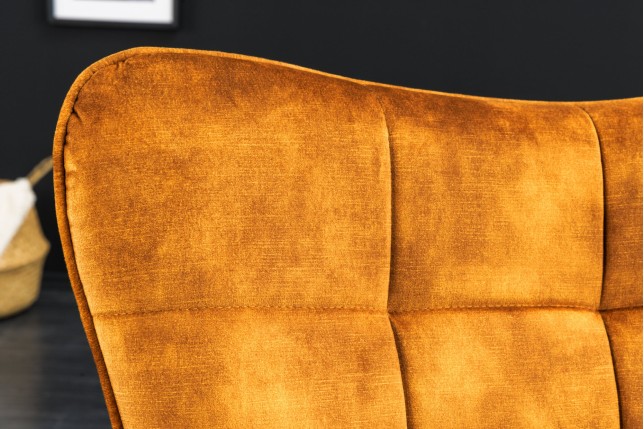 Fauteuil Scandinavia velours moutarde avec accoudoirs