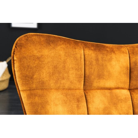 Fauteuil Scandinavia velours moutarde avec accoudoirs