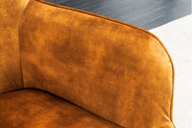 Fauteuil Scandinavia velours moutarde avec accoudoirs