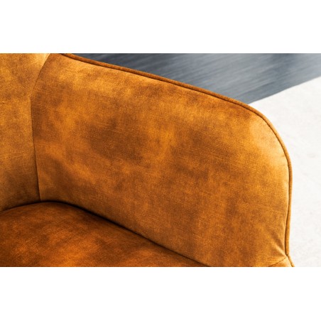 Fauteuil Scandinavia velours moutarde avec accoudoirs