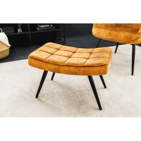 Tabouret SCANDINAVIA velours jaune moutarde 40cm