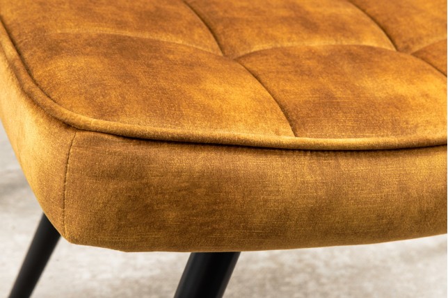 Tabouret SCANDINAVIA velours jaune moutarde 40cm