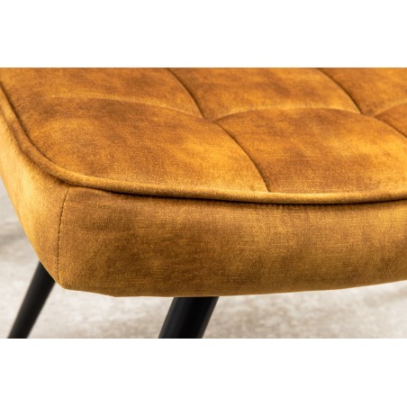 Tabouret SCANDINAVIA velours jaune moutarde 40cm
