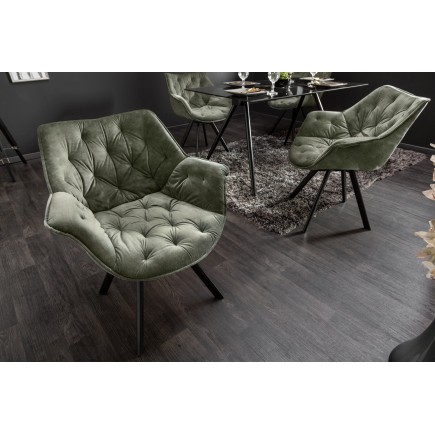 Fauteuil pivotant Dutch Comfort velours vert foncé