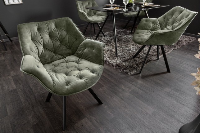 Fauteuil pivotant Dutch Comfort velours vert foncé