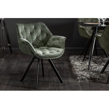 Fauteuil pivotant Dutch Comfort velours vert foncé 2