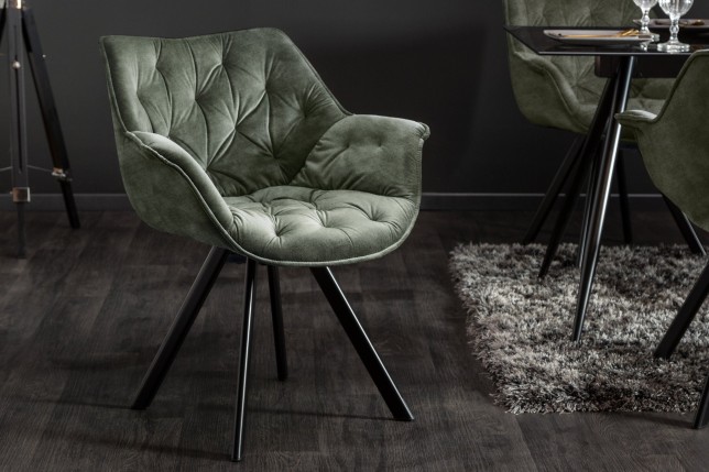 Fauteuil pivotant Dutch Comfort velours vert foncé