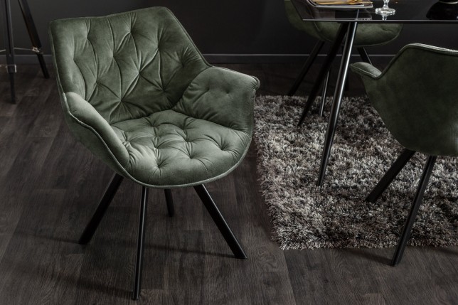 Fauteuil pivotant Dutch Comfort velours vert foncé