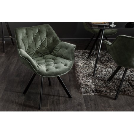 Fauteuil pivotant Dutch Comfort velours vert foncé