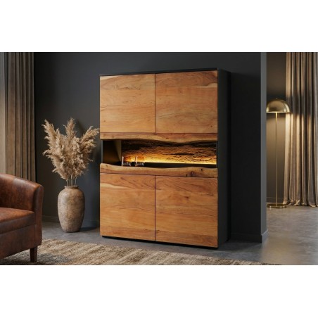 Highboard GRAND ACACIA 120cm - Buffet haut LED bois massif
