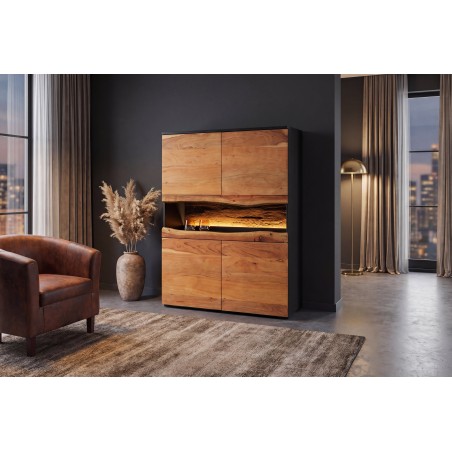 Highboard GRAND ACACIA 120cm - Buffet haut LED bois massif
