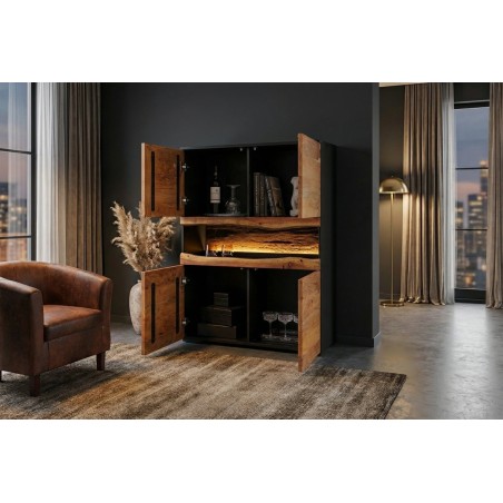 Highboard GRAND ACACIA 120cm - Buffet haut LED bois massif