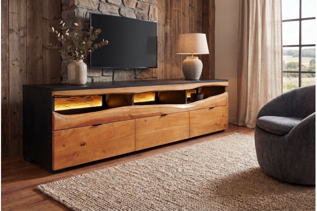 TV-Board Grand Acacia 180cm Bois Massif LED