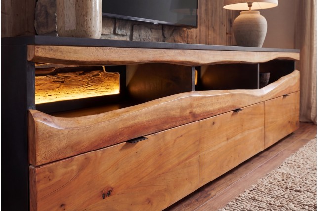TV-Board Grand Acacia 180cm Bois Massif LED