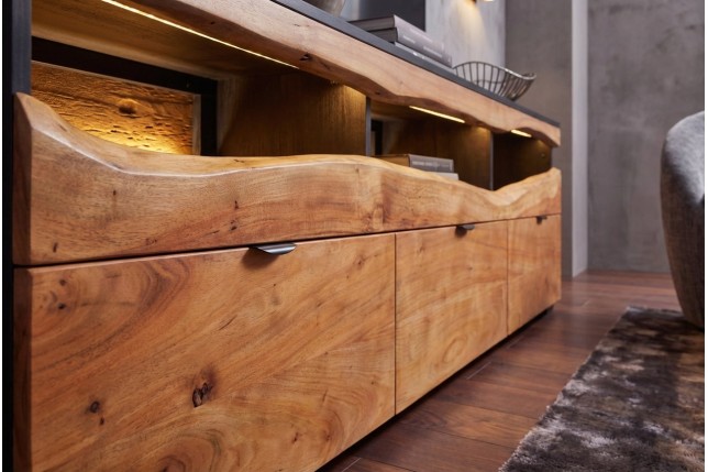 TV-Board Grand Acacia 180cm Bois Massif LED