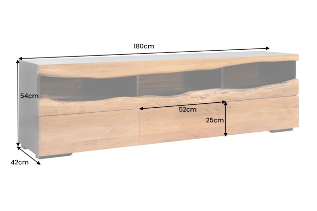 TV-Board Grand Acacia 180cm Bois Massif LED