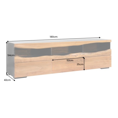 TV-Board Grand Acacia 180cm Bois Massif LED